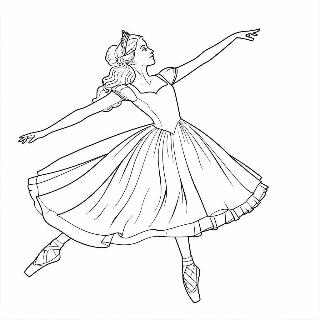 A princess practicing ballet in a long flowing dress