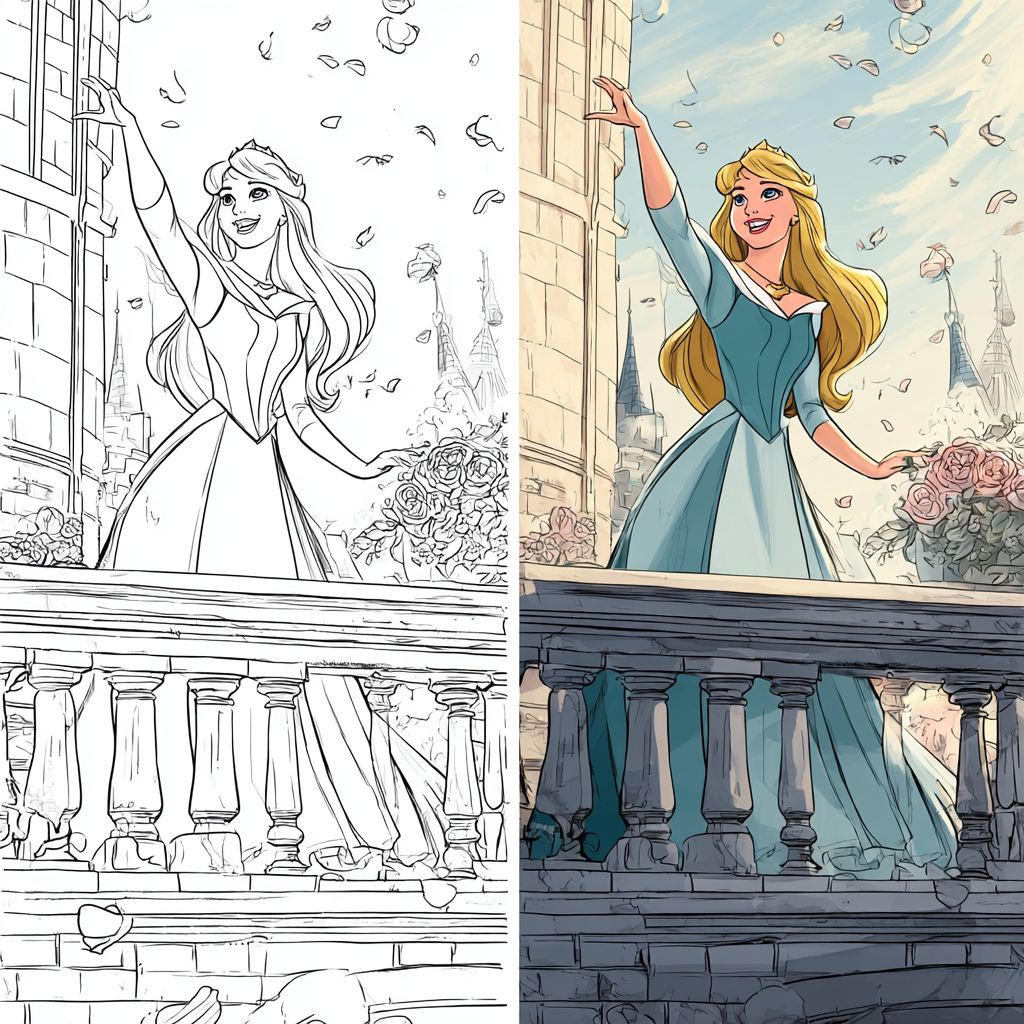 Princess Coloring Pages with royal characters for kids