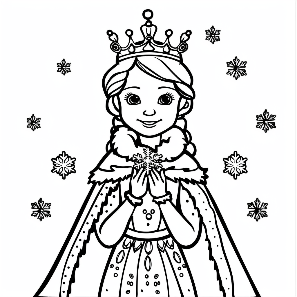 A princess wearing a winter cape and crown