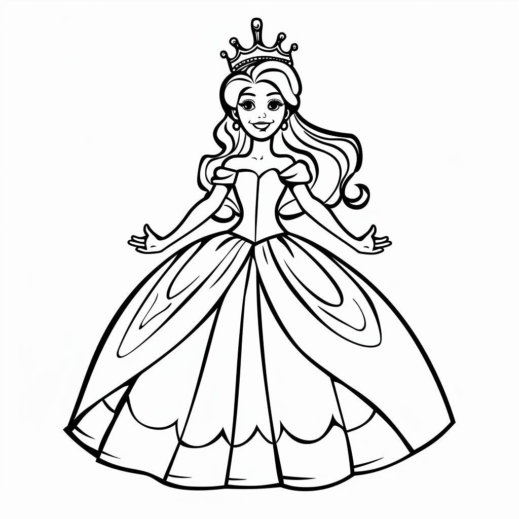 A smiling princess wearing a flowing
