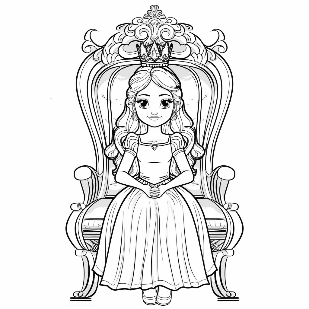 A young princess sitting on a royal throne