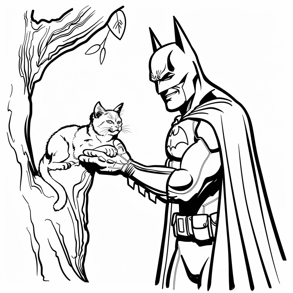 Batman Helping a Cat