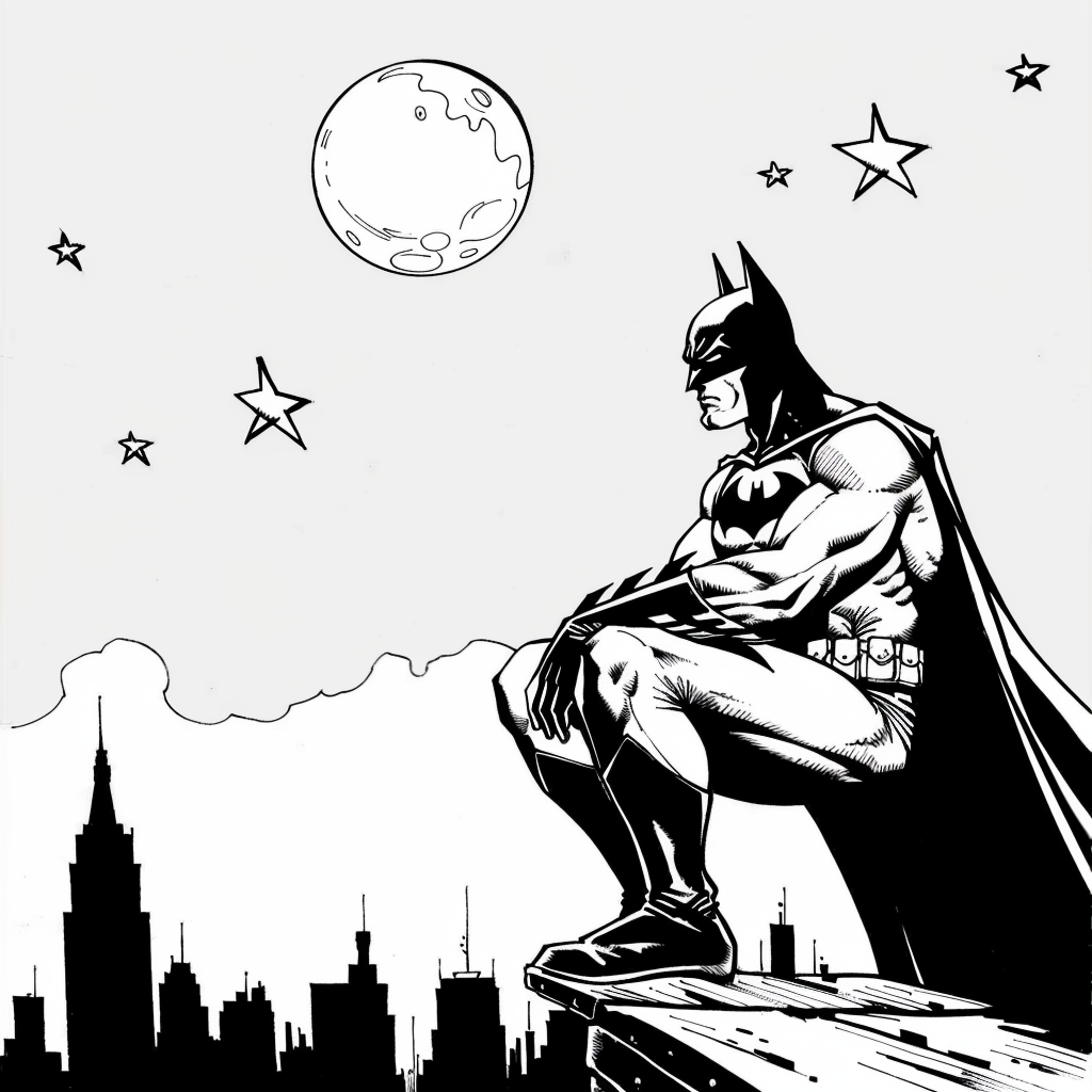 Batman Watching Over the City at Night