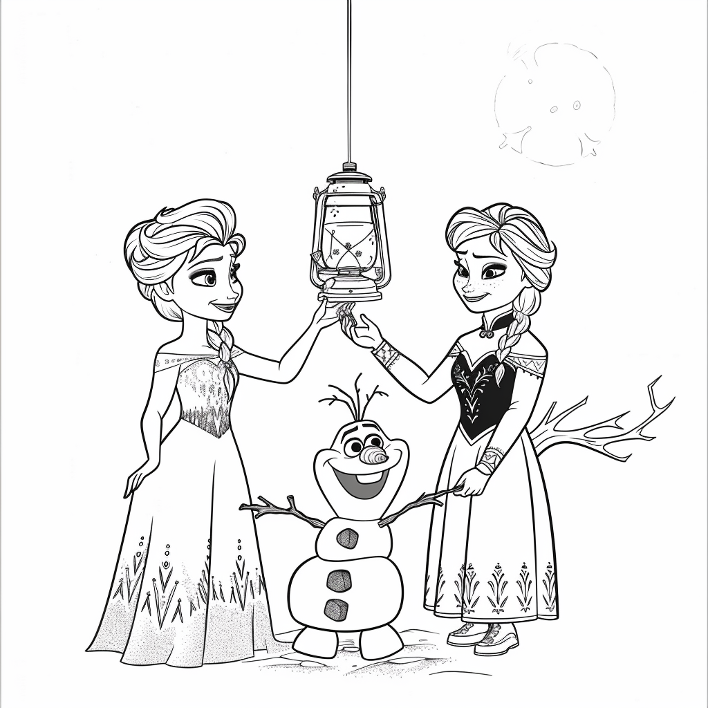 Elsa and Anna Decorating Ice Lanterns