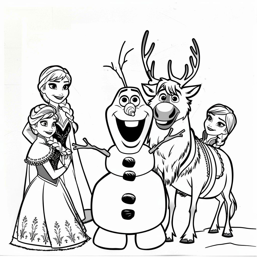 Frozen Friends Around Snowman