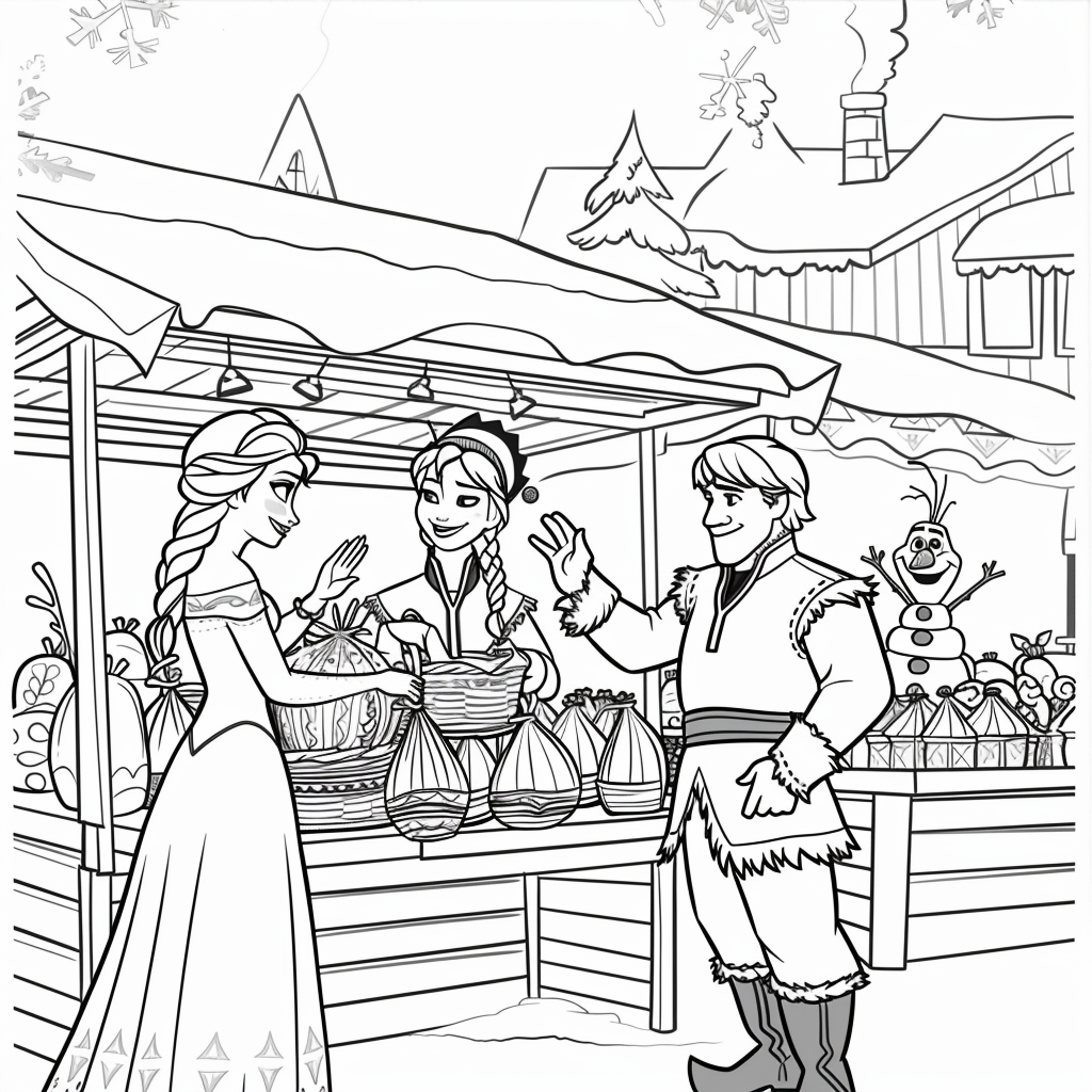 Frozen Market Day Scene