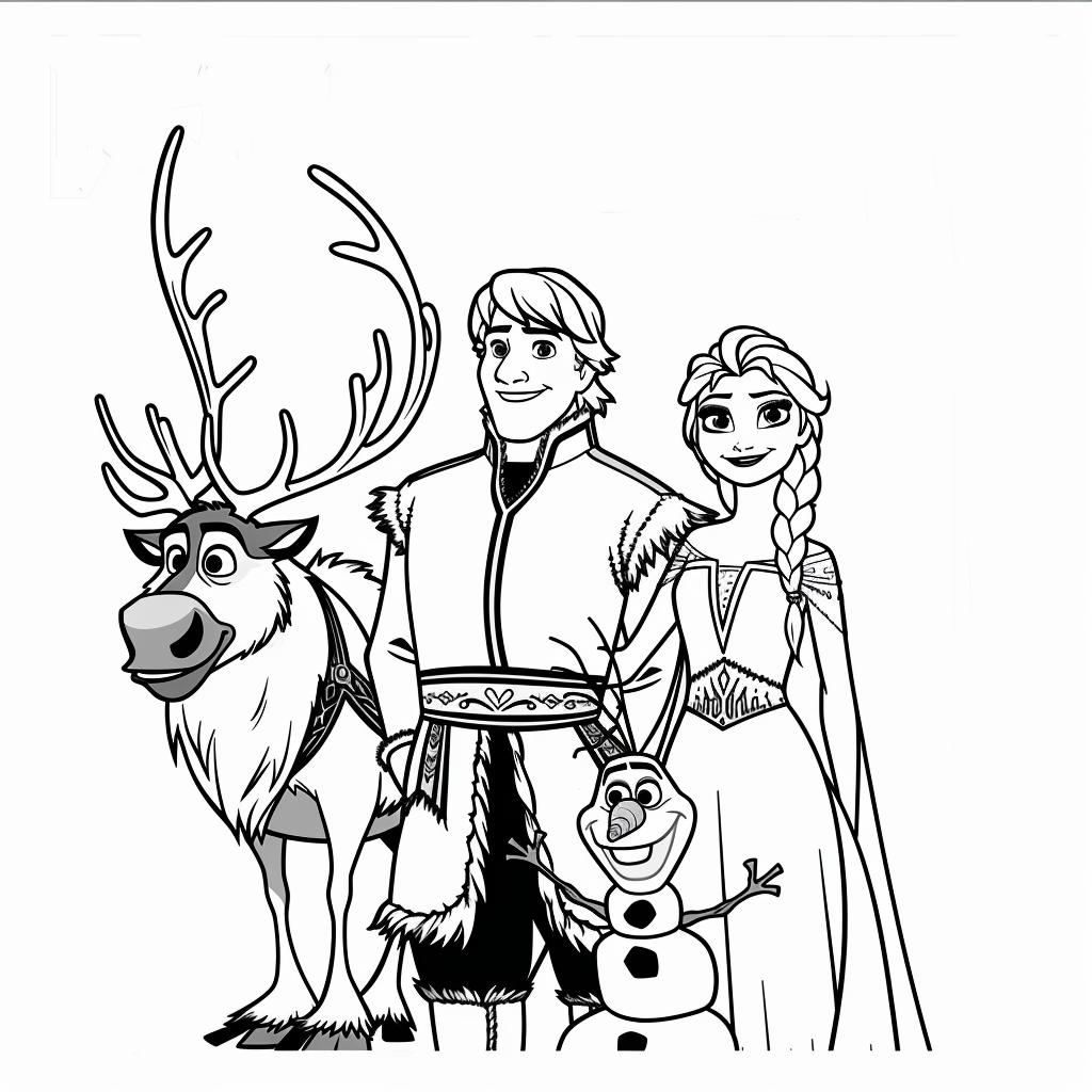 Kristoff and Sven with Anna and Elsa