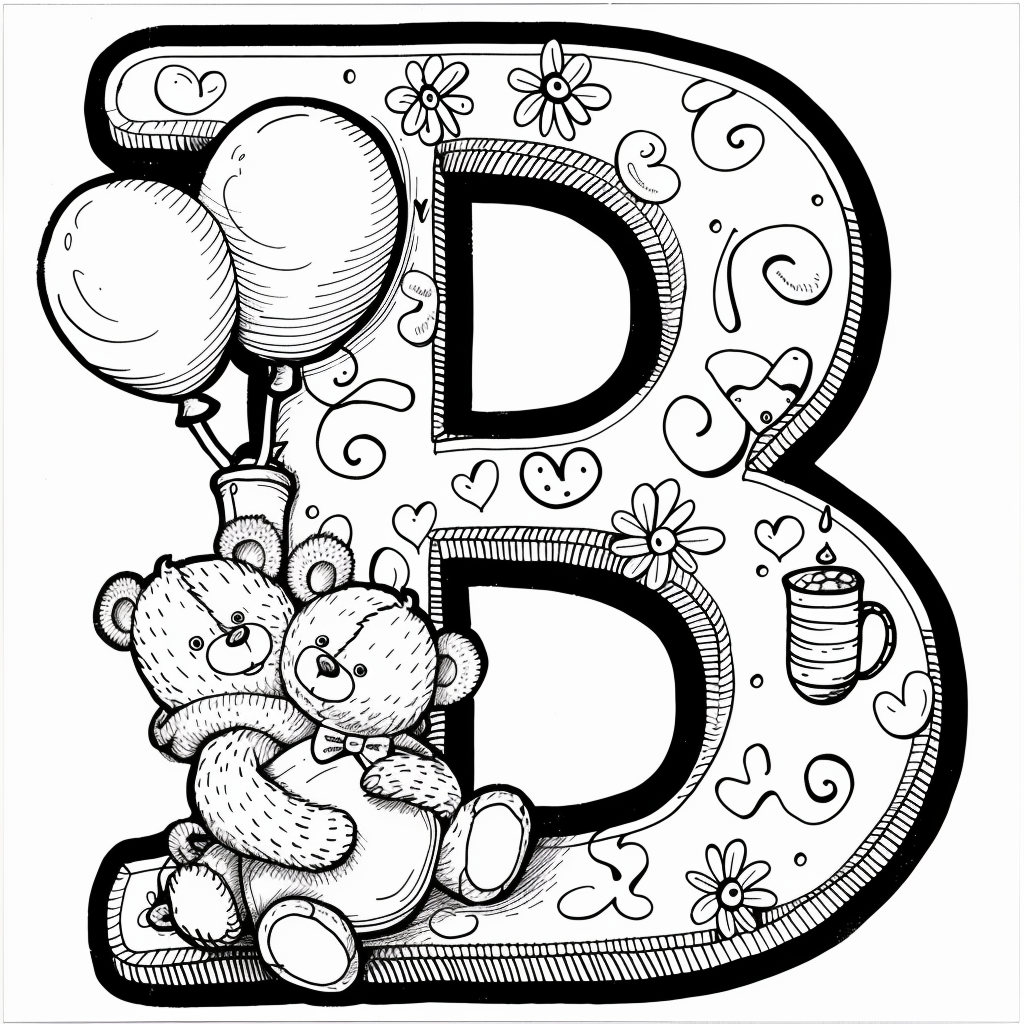 Letter B with Friendly Bears