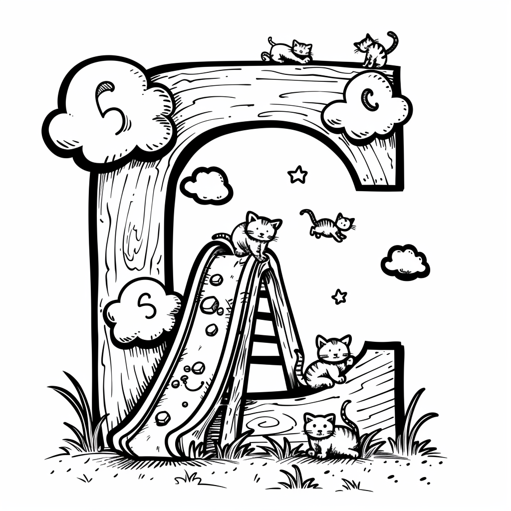 Letter C with Curious Cat Playground
