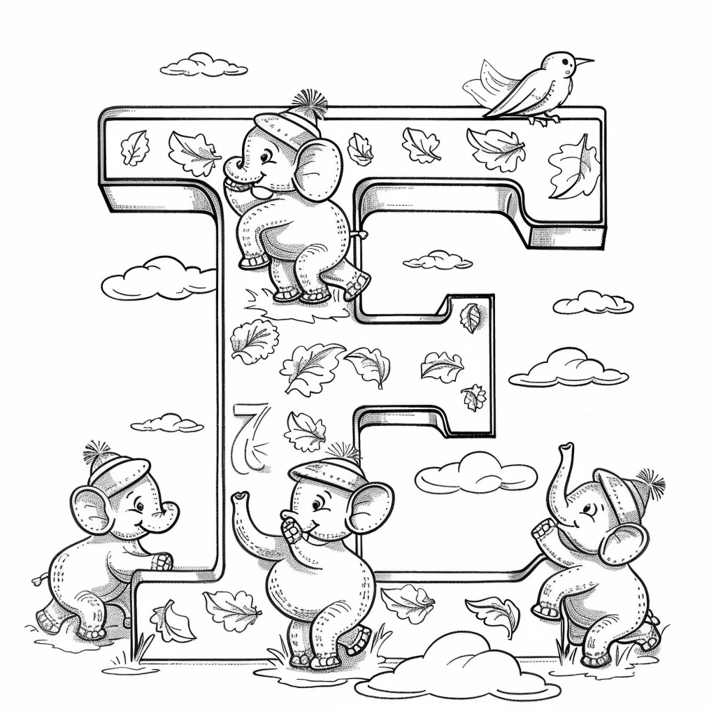 Letter E with Elephant Parade