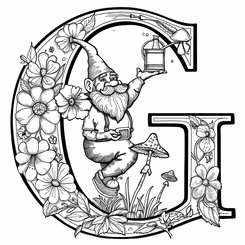 Letter G with Garden Gnomes