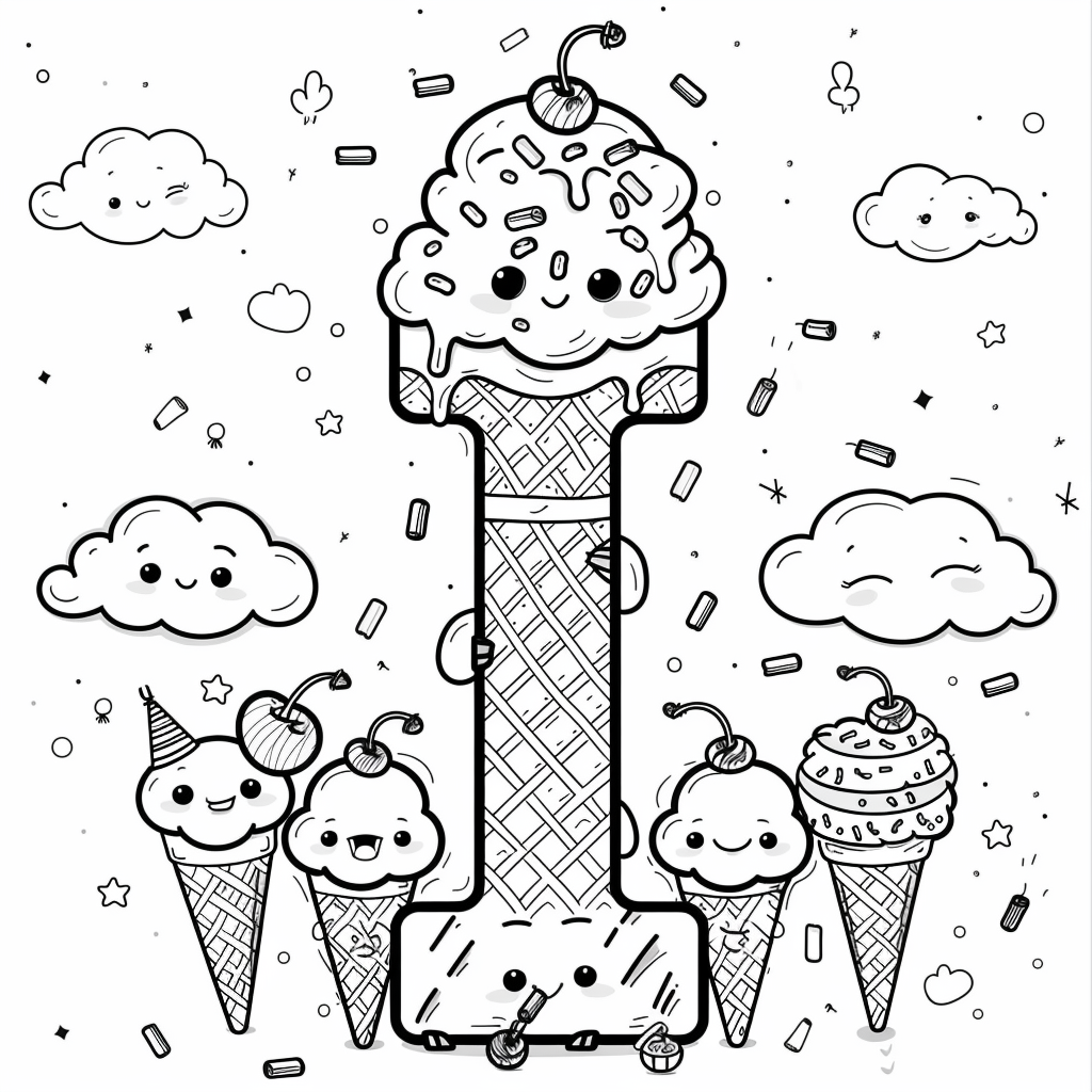 Letter I with Ice Cream Friends