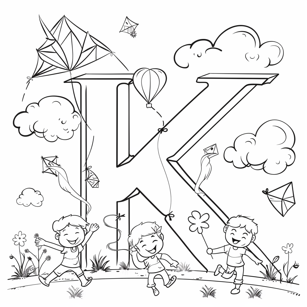 Letter K with Kites in the Sky