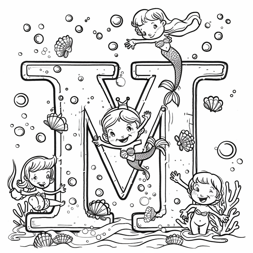 Letter M with Magical Mermaid Lagoon