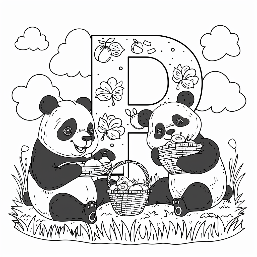 Letter P with Panda Picnic