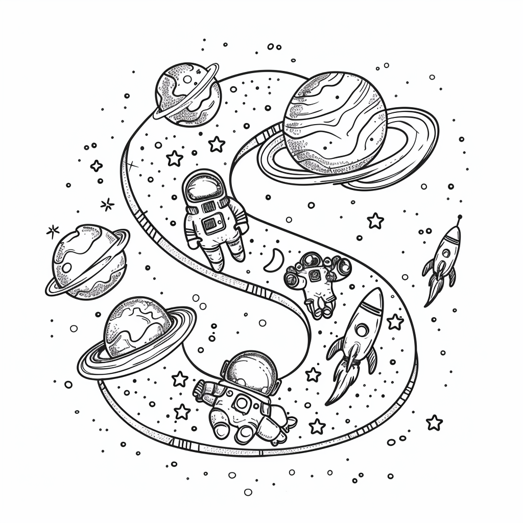 Letter S with Space Adventure