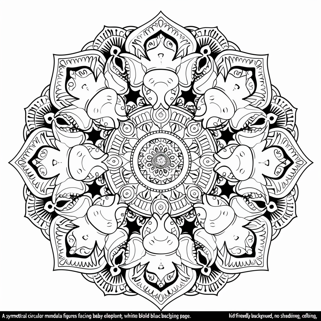 Mandala with Cute Elephants