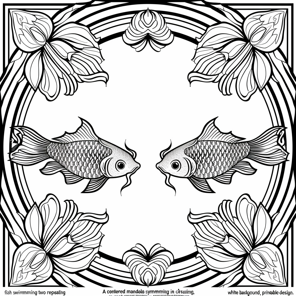 Mandala with Koi Fish