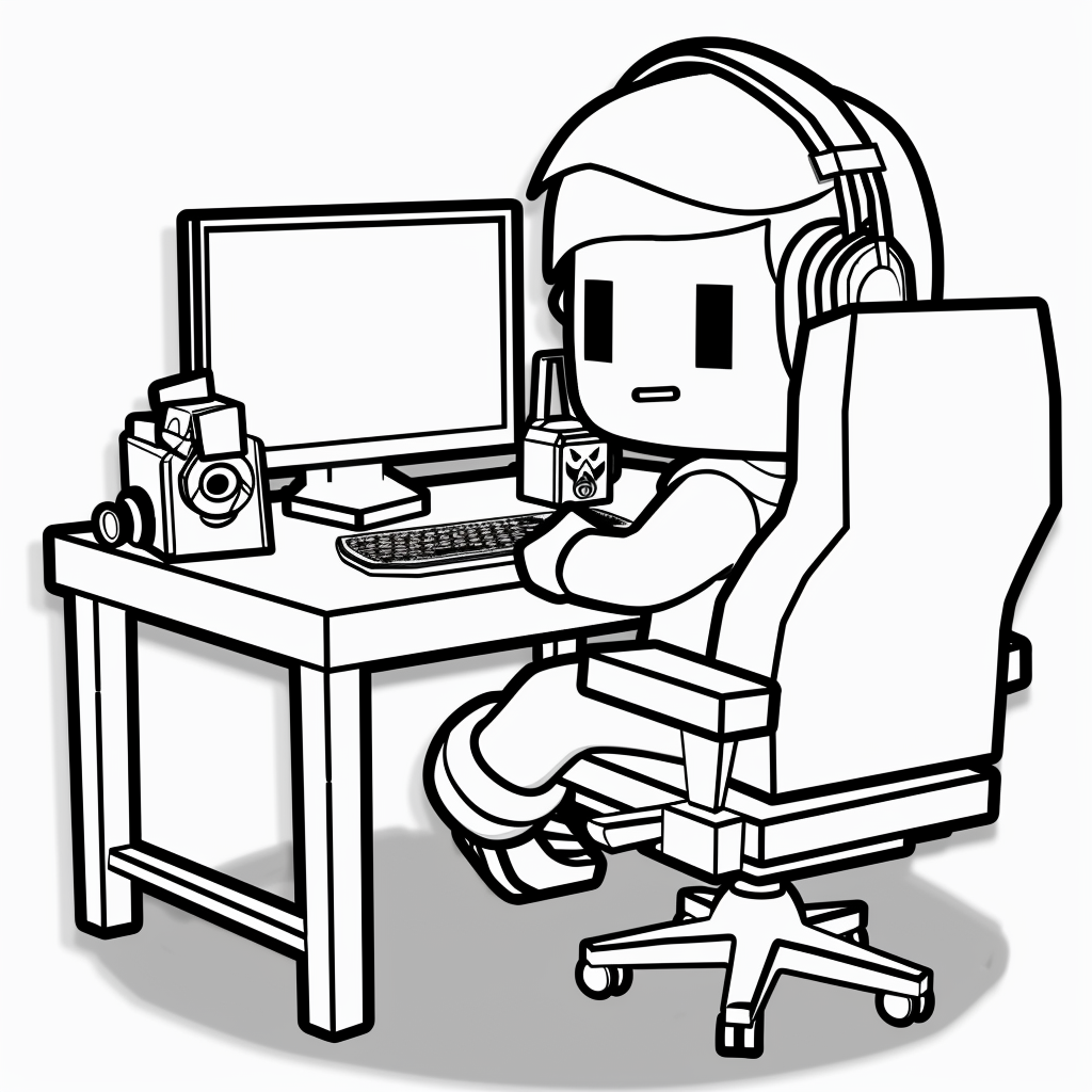 Roblox Gamer at Computer Desk