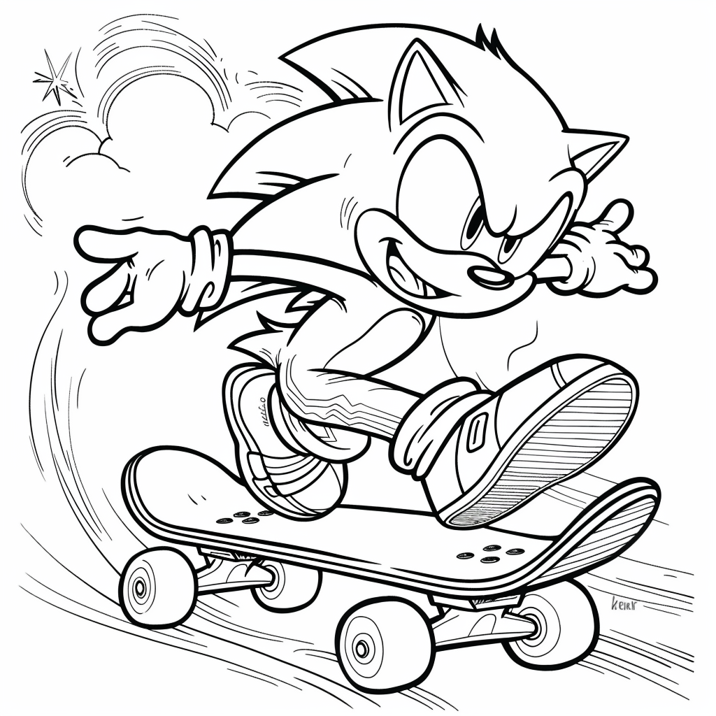 Sonic Riding a Skateboard