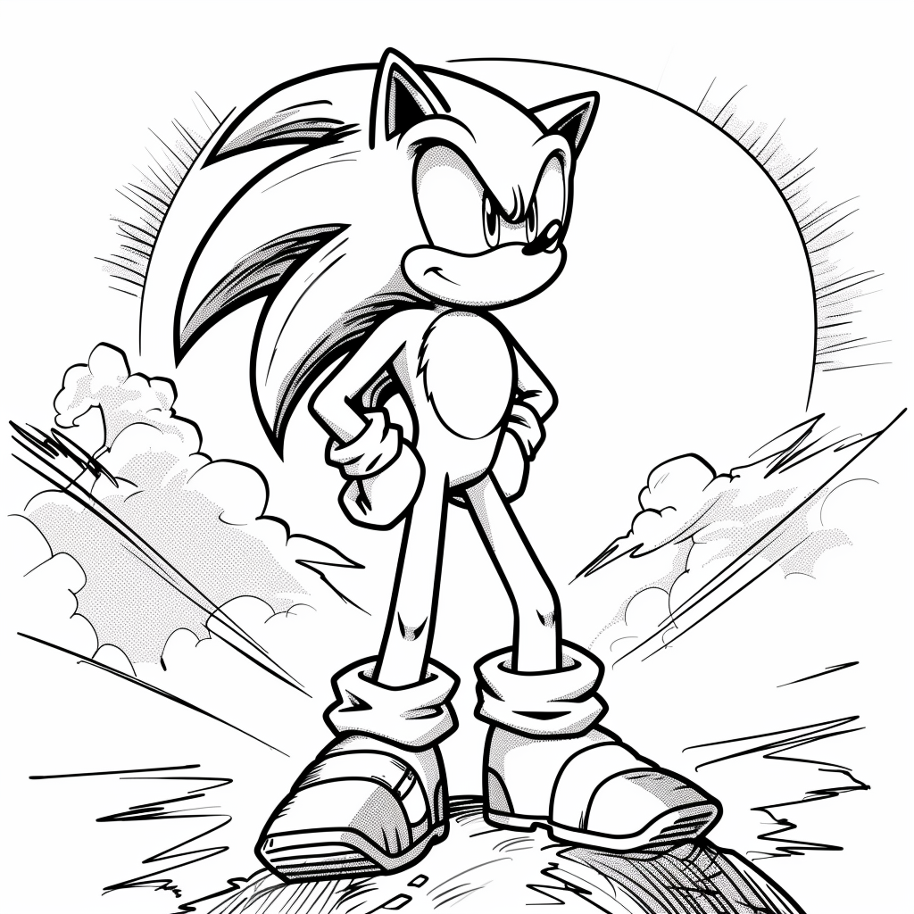 Sonic Standing on a Hill at Sunset