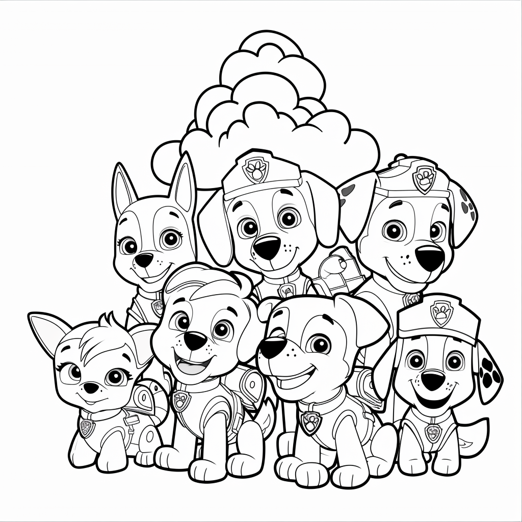 All Paw Patrol Pups Sitting Together