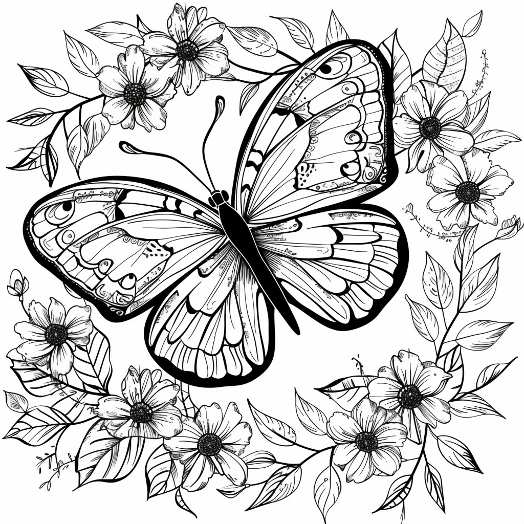 Butterfly Among Flowers