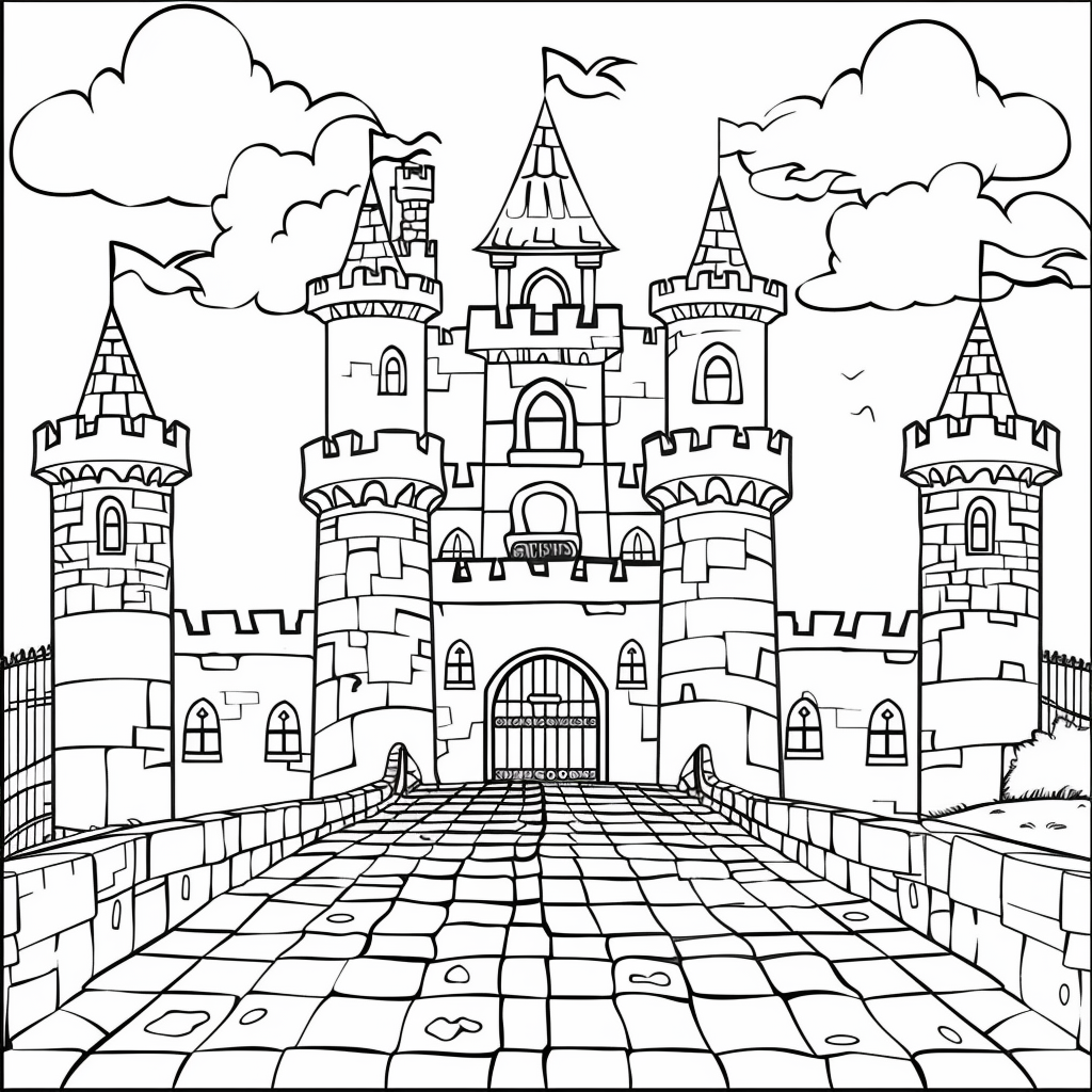 Princess Castle Coloring Pages printable castle design for kids