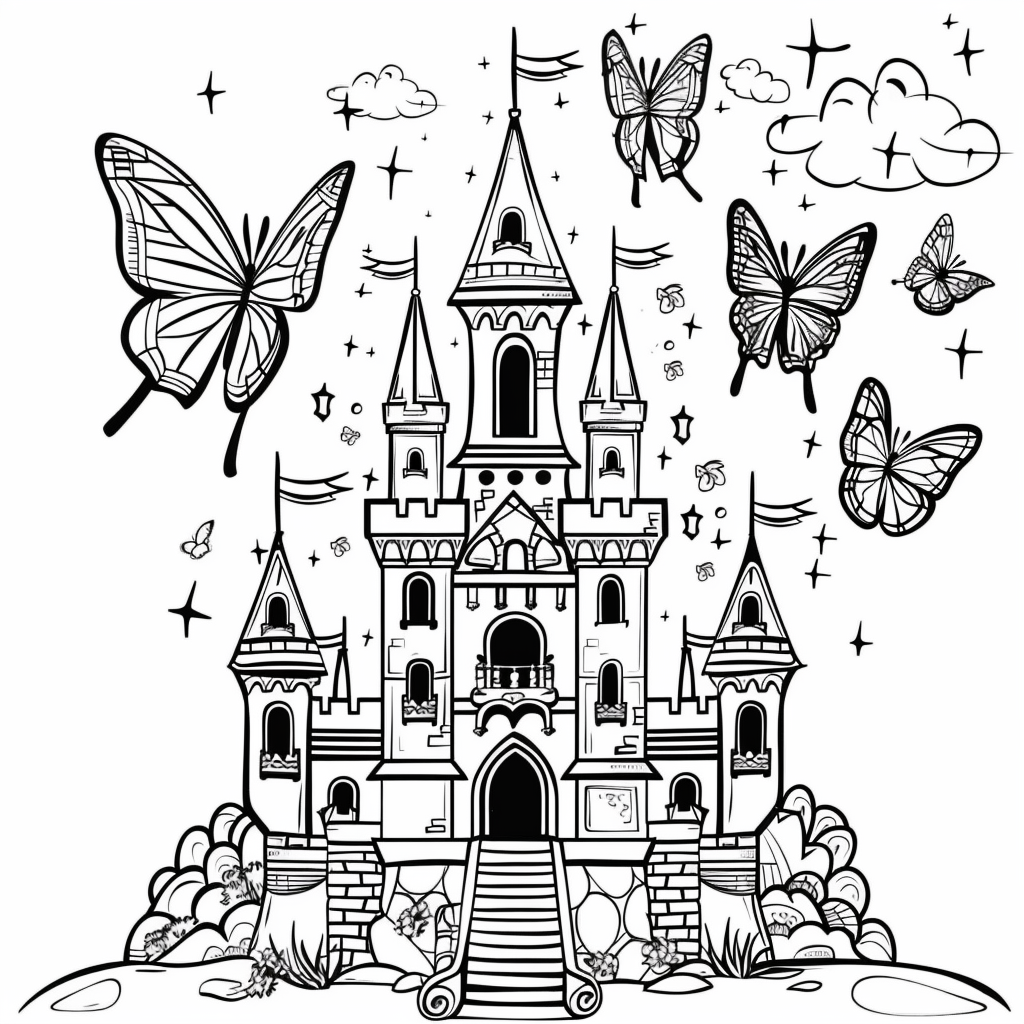 Princess Castle Coloring Pages printable castle design for kids