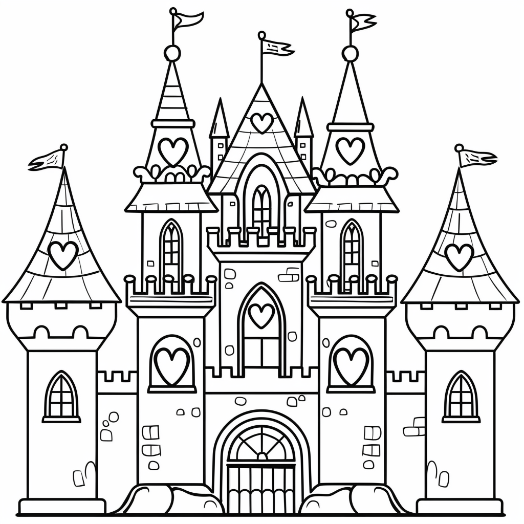 Princess Castle Coloring Pages printable castle design for kids