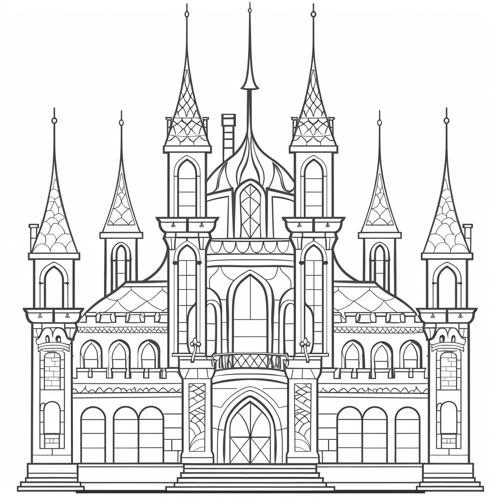 Princess Castle Coloring Pages printable castle design for kids