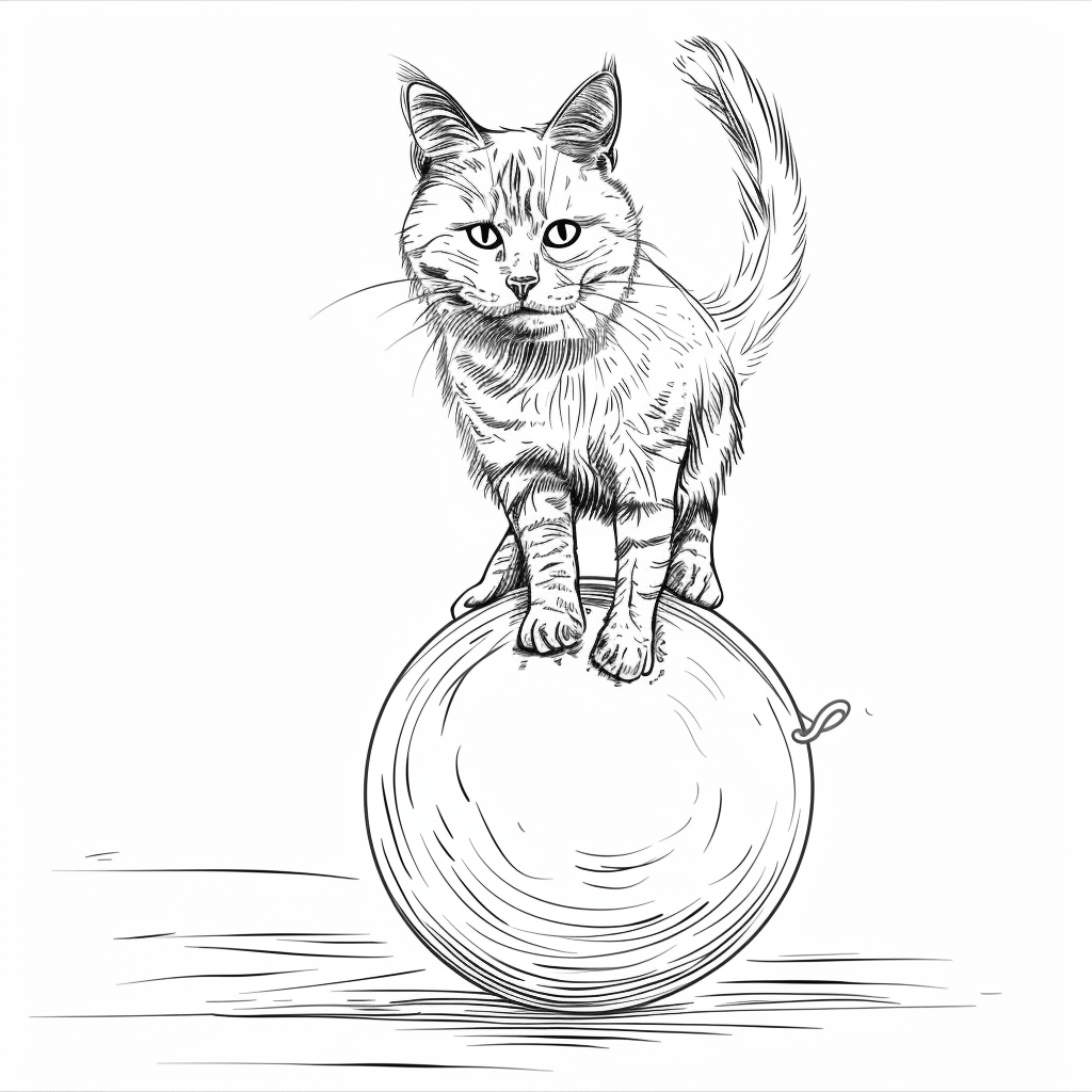 Cat Balancing on Ball
