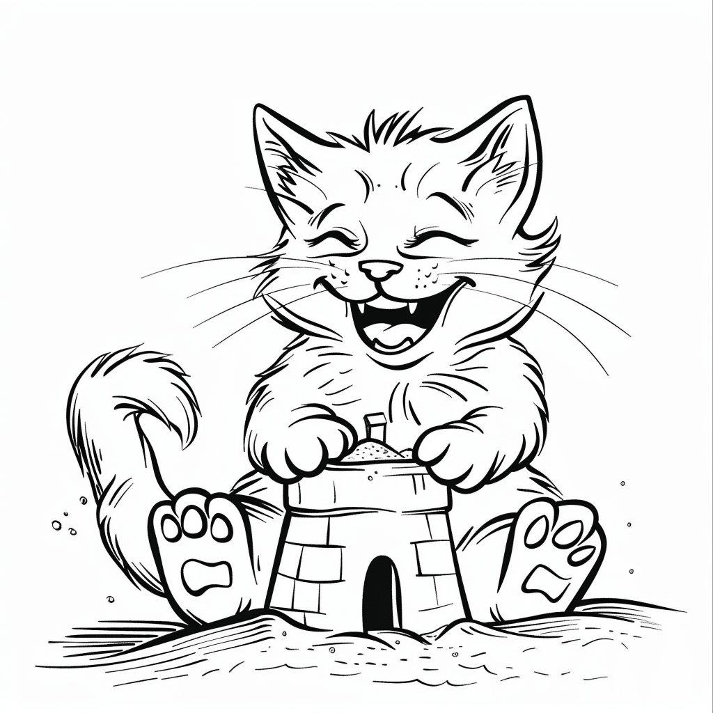 Cat Building Sandcastle