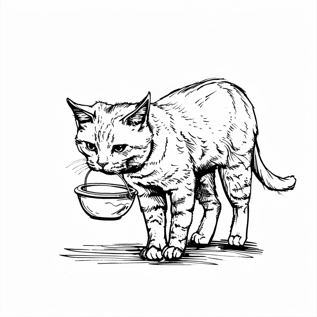 Cat Carrying Fish Bowl Carefully