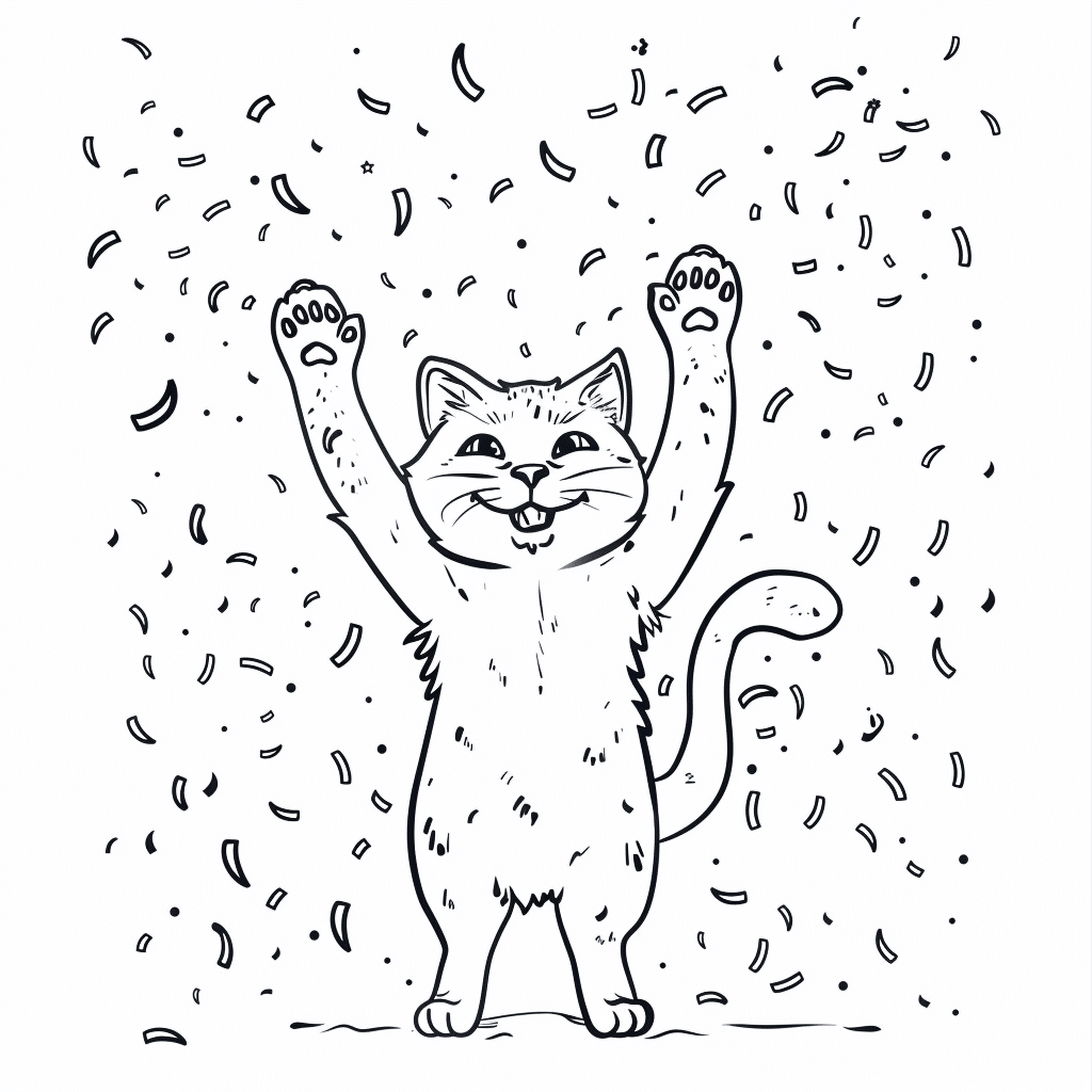 Cat Celebrating with Confetti