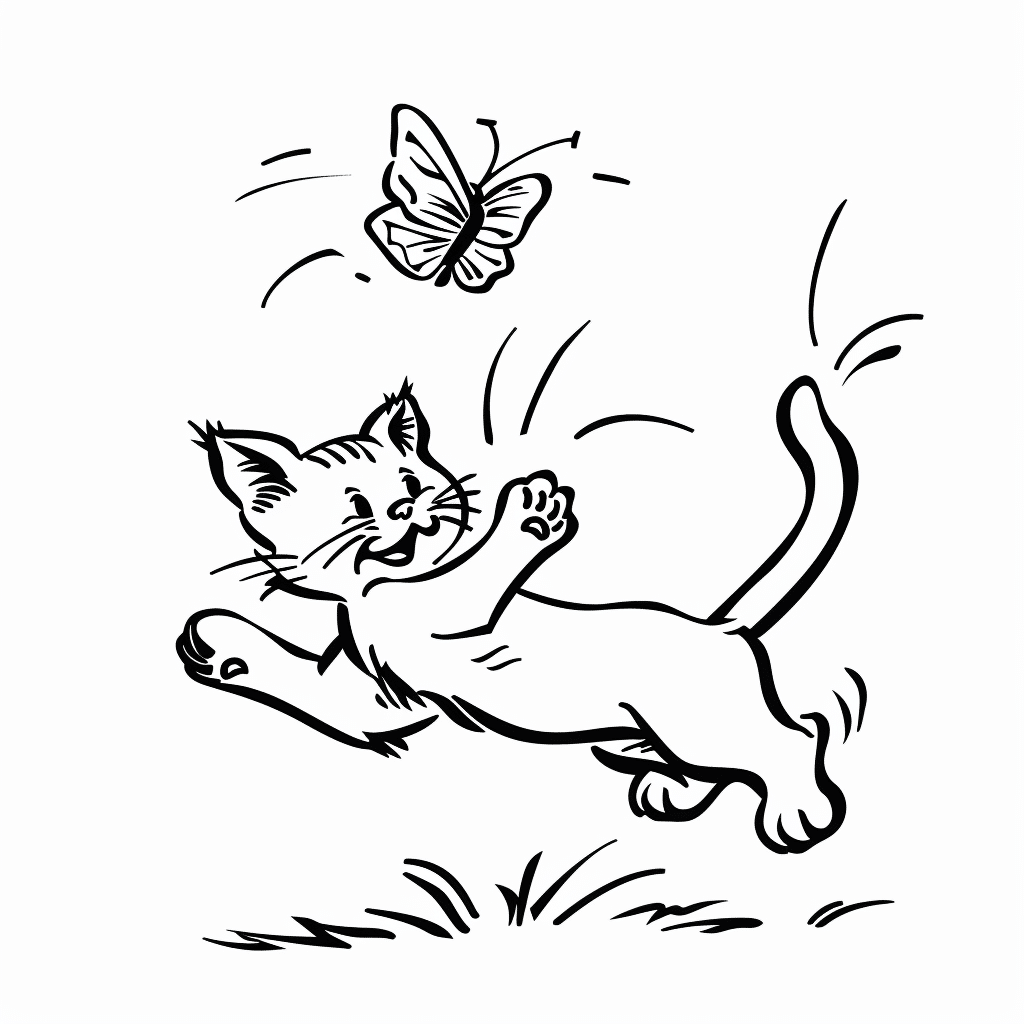 Cat Chasing Butterfly