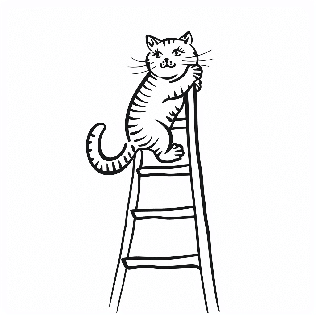 Cat Climbing Ladder