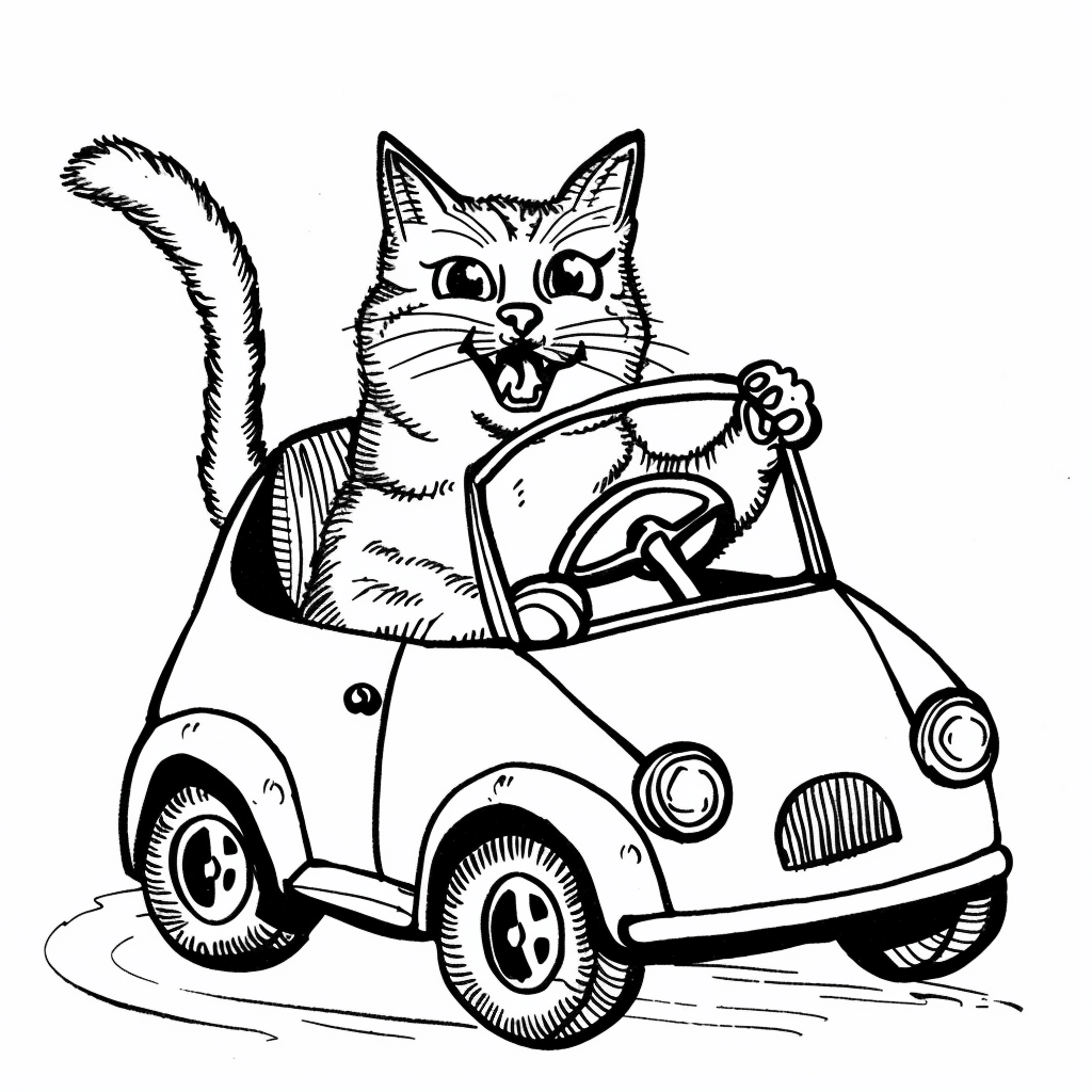 Cat Driving Toy Car