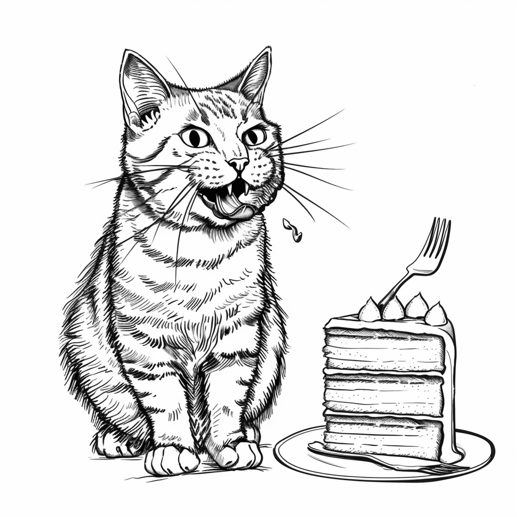 Cat Eating Cake