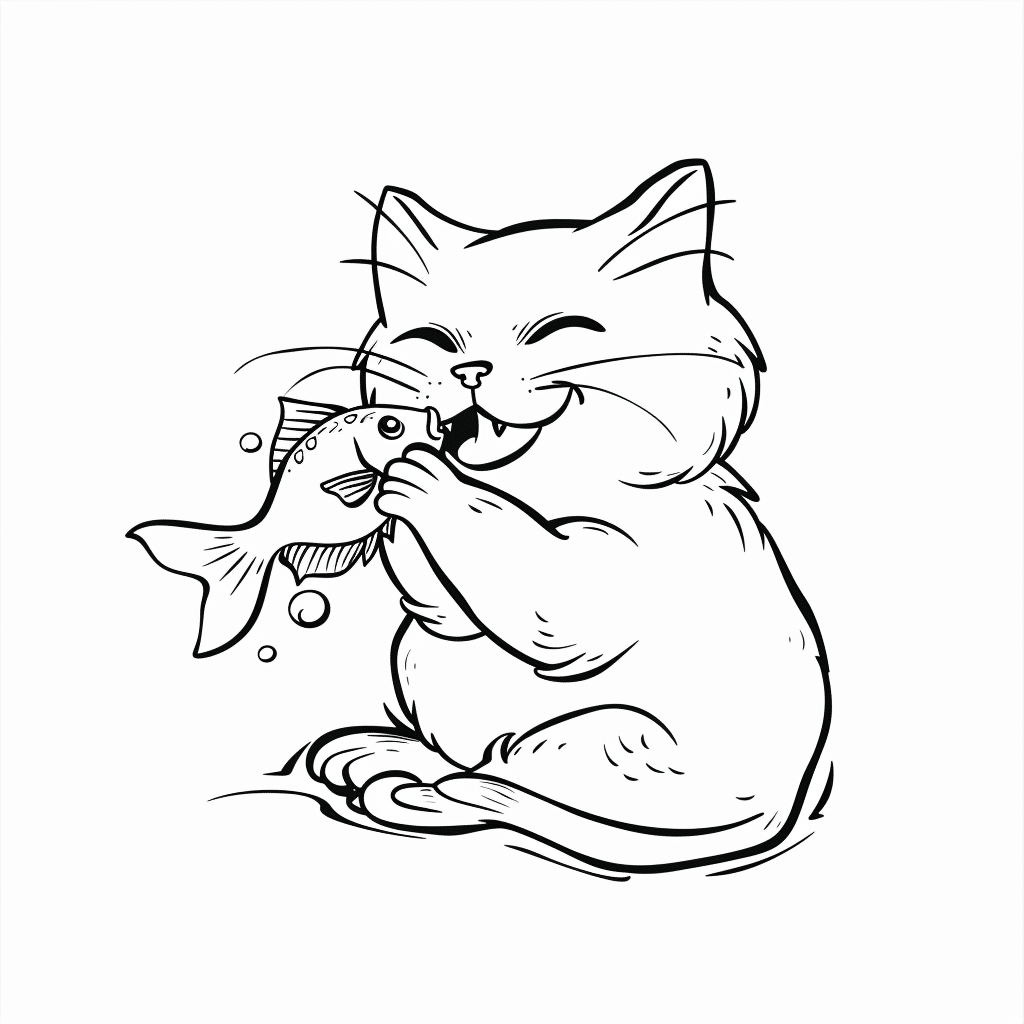 Cat Eating Fish