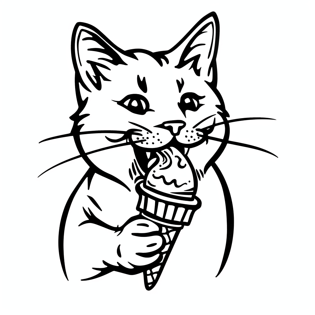 Cat Eating Ice Cream