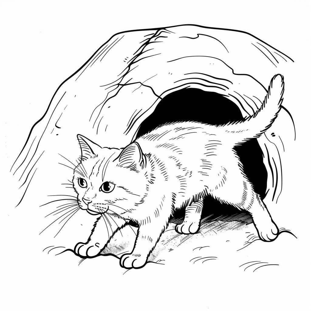 Cat Exploring Cave