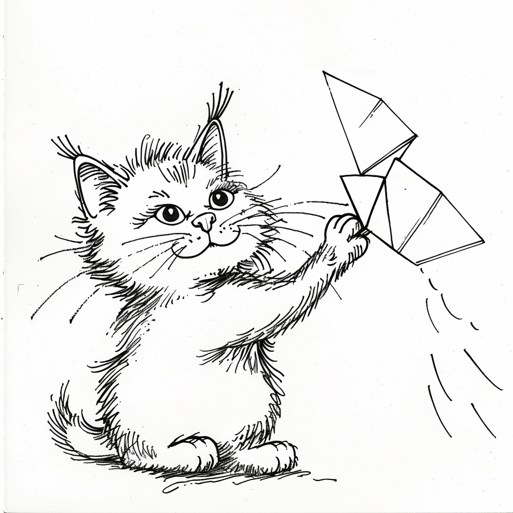 Cat Flying Paper Plane