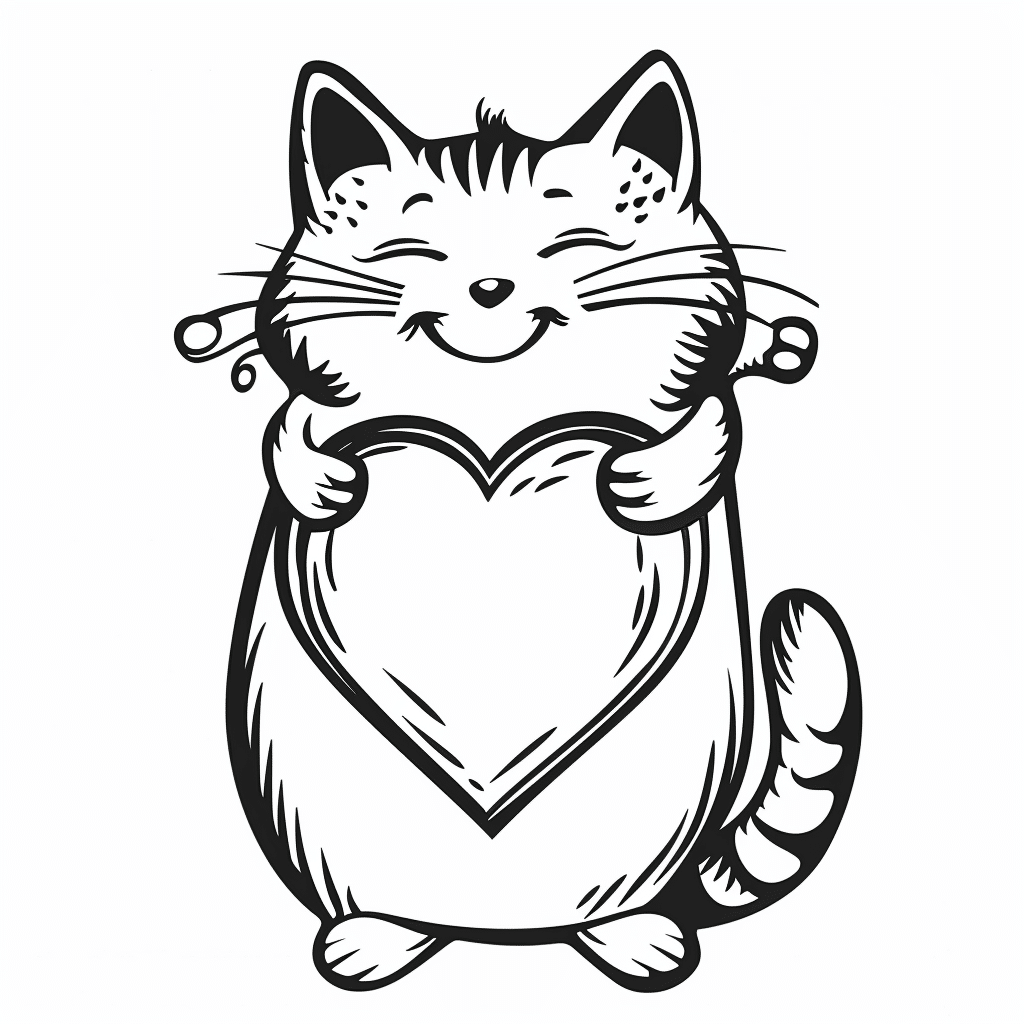 Cat Holding Heart