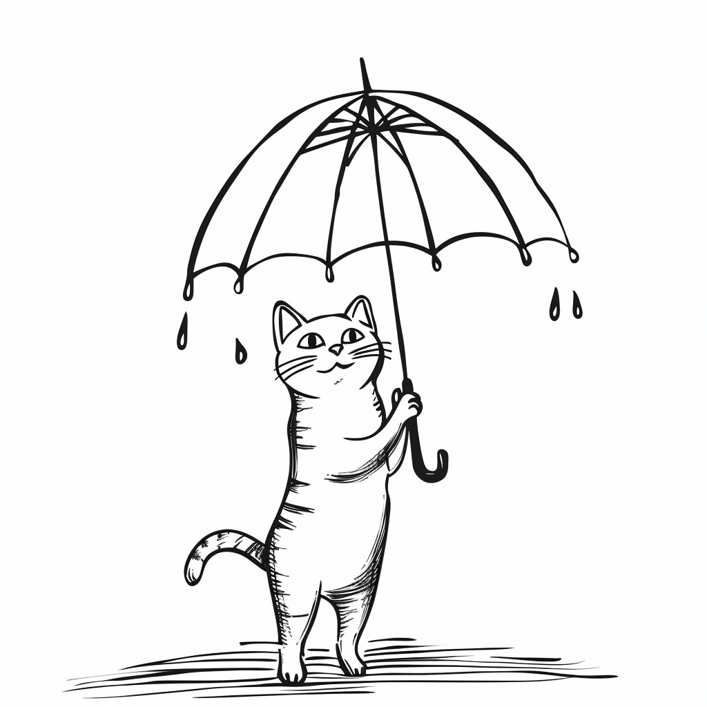 Cat Holding Umbrella