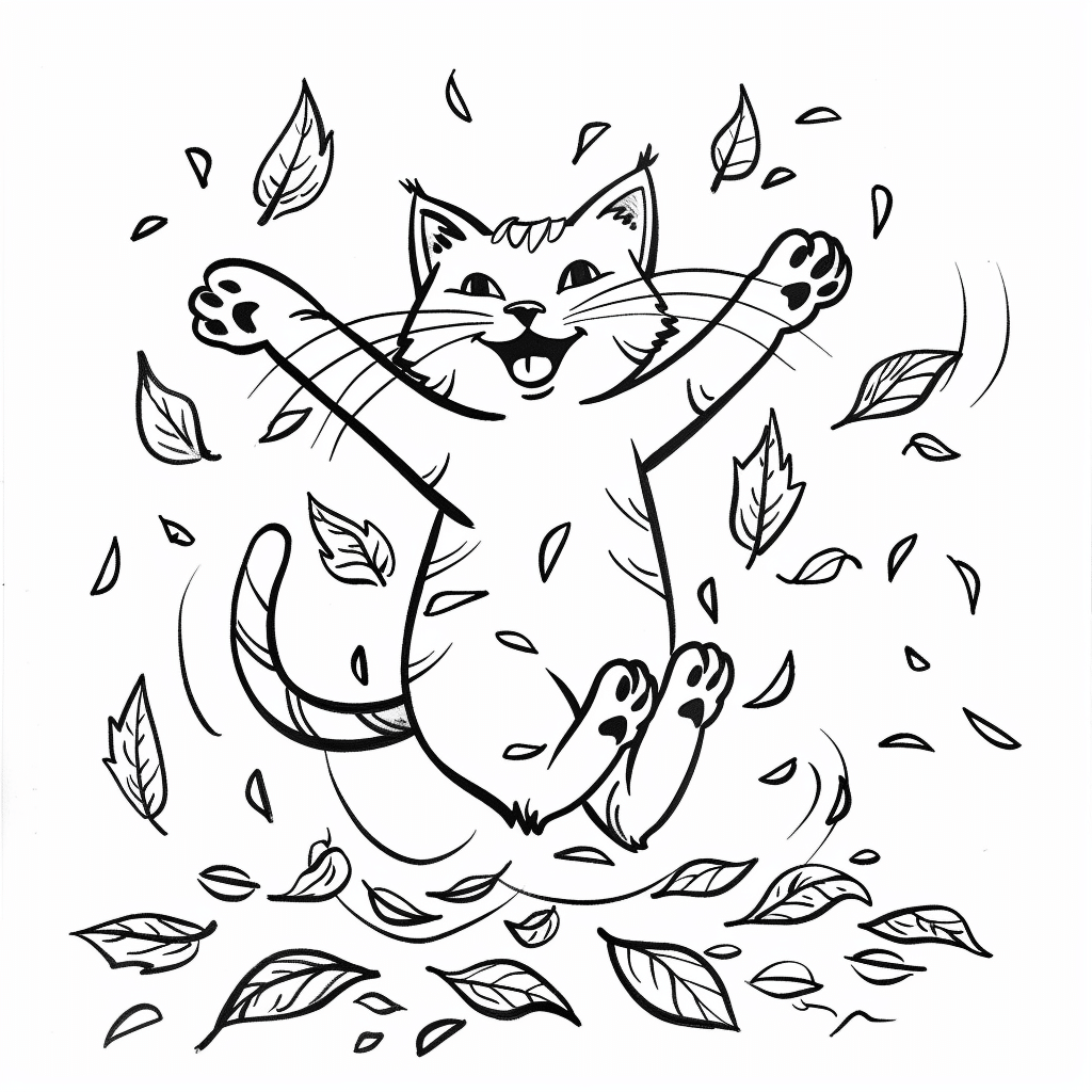 Cat Jumping Through Leaves