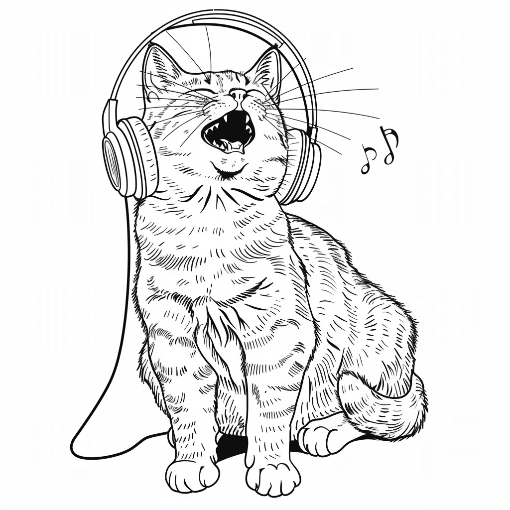 Cat Listening to Music