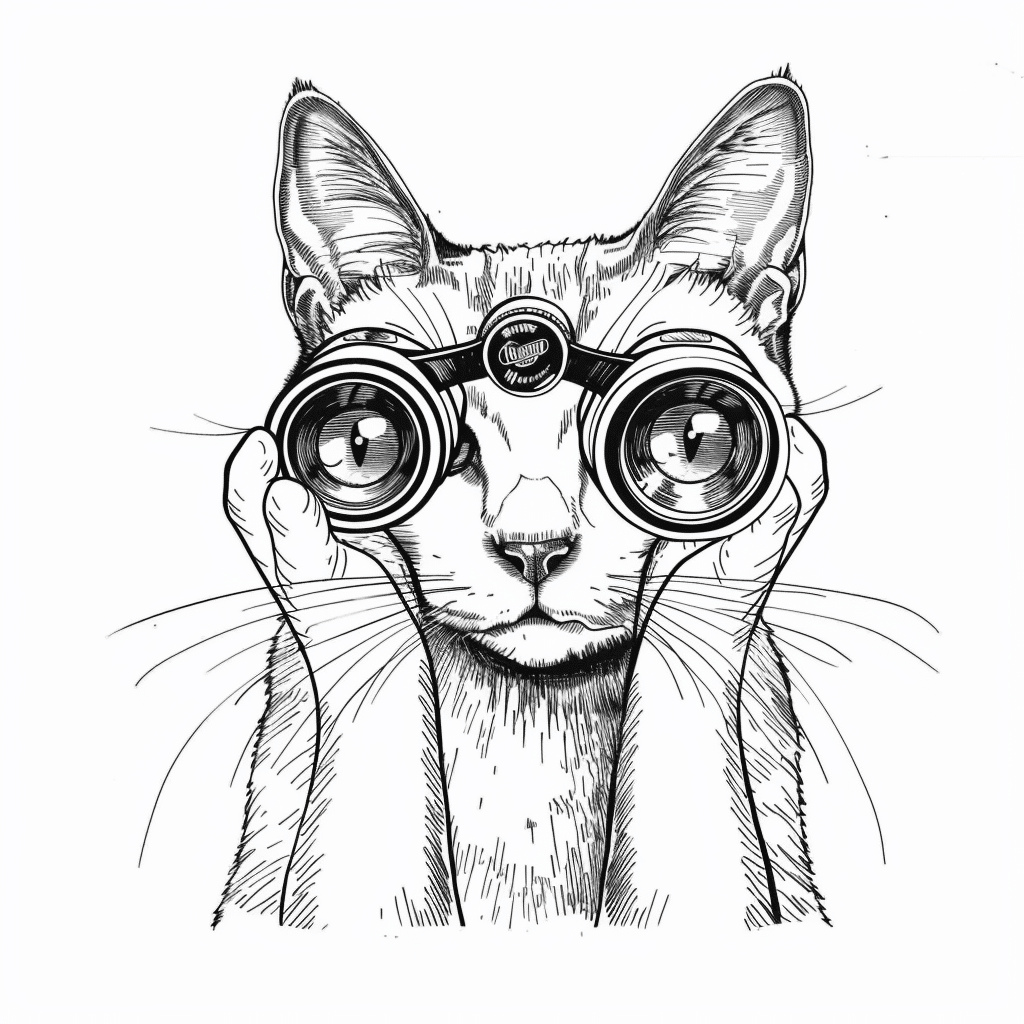 Cat Looking Through Binoculars