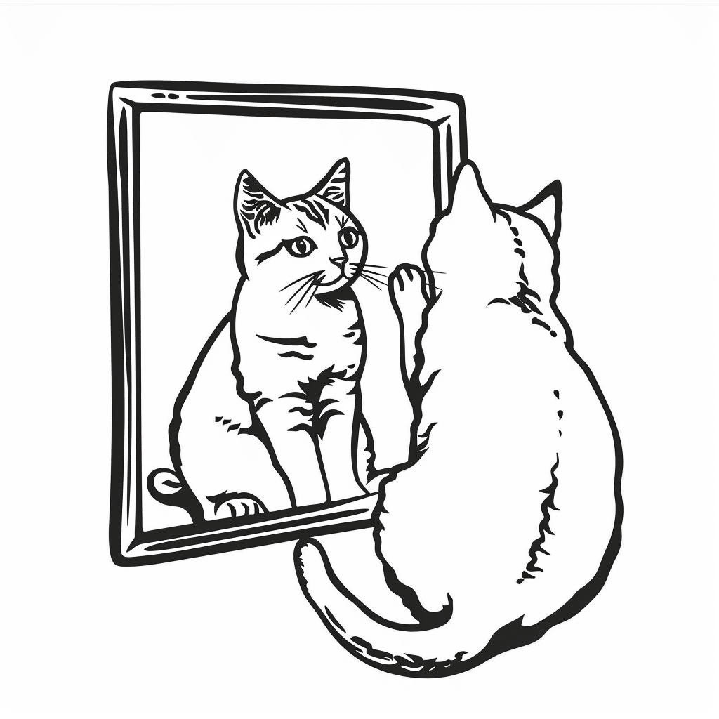 Cat Looking in Mirror