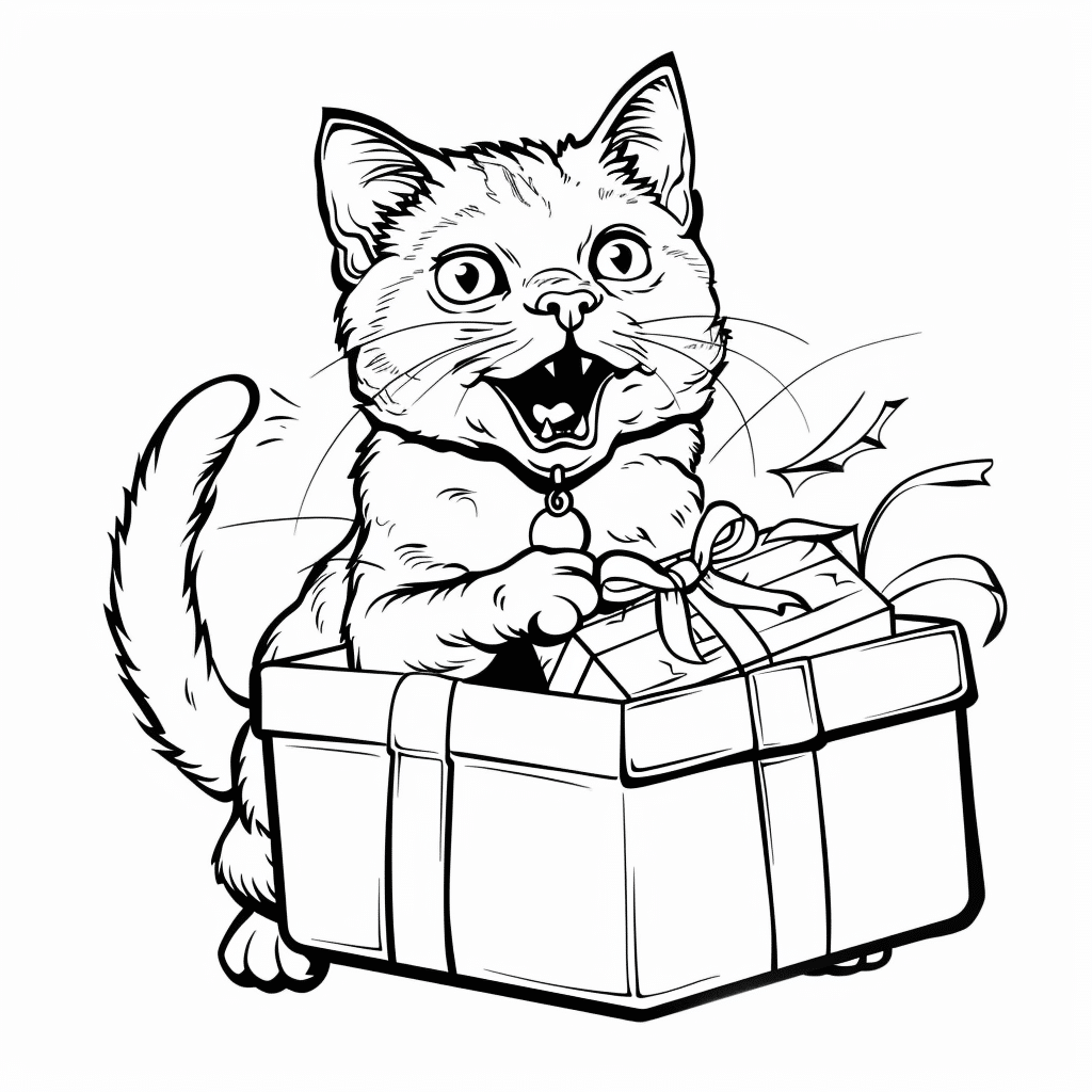 Cat Opening Gift Box